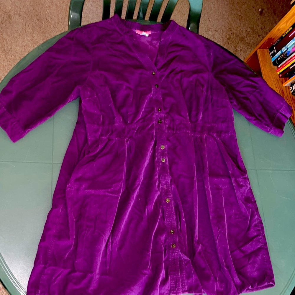 Purple Plus Corduroy Button Front Dress